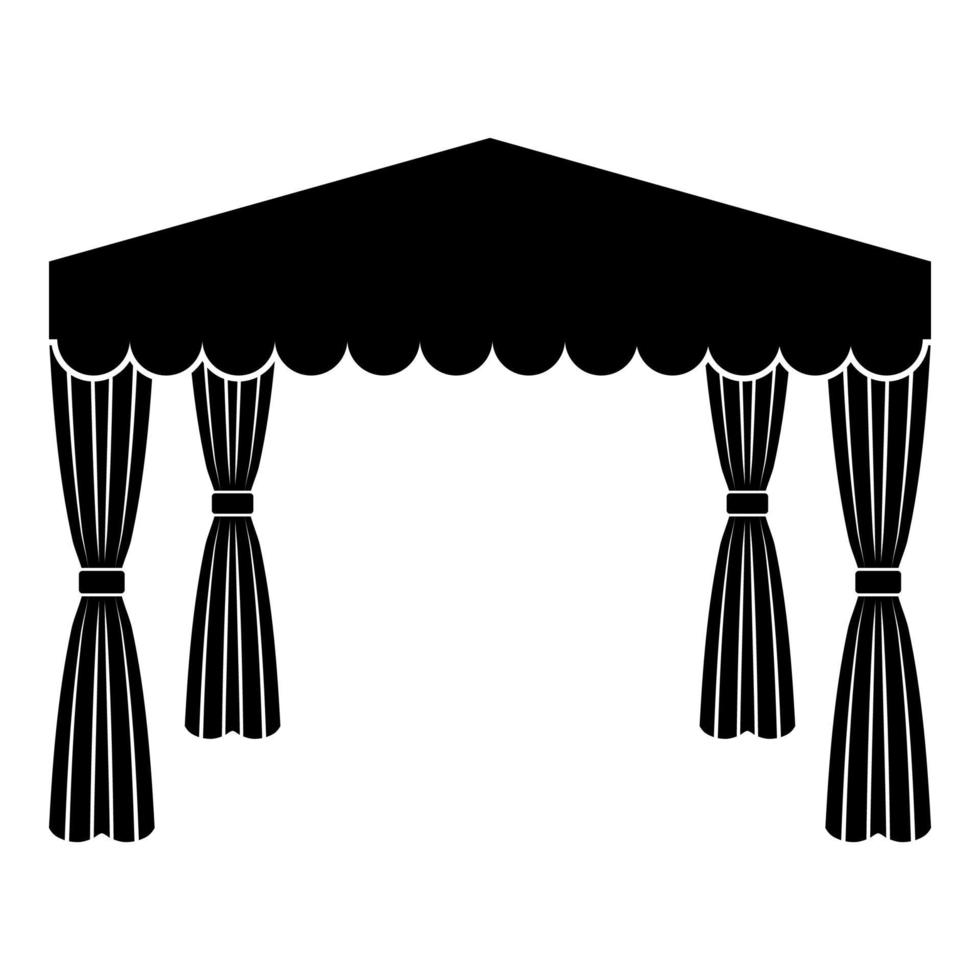 marquesina pop-up carpa pabellón comercial toldo para descanso marquesina chuppah icono color negro vector ilustración imagen de estilo plano