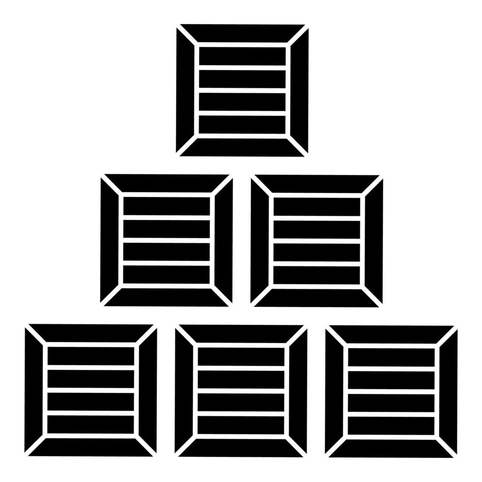 Pyramid crates Wooden boxs Containers icon black color vector illustration flat style image