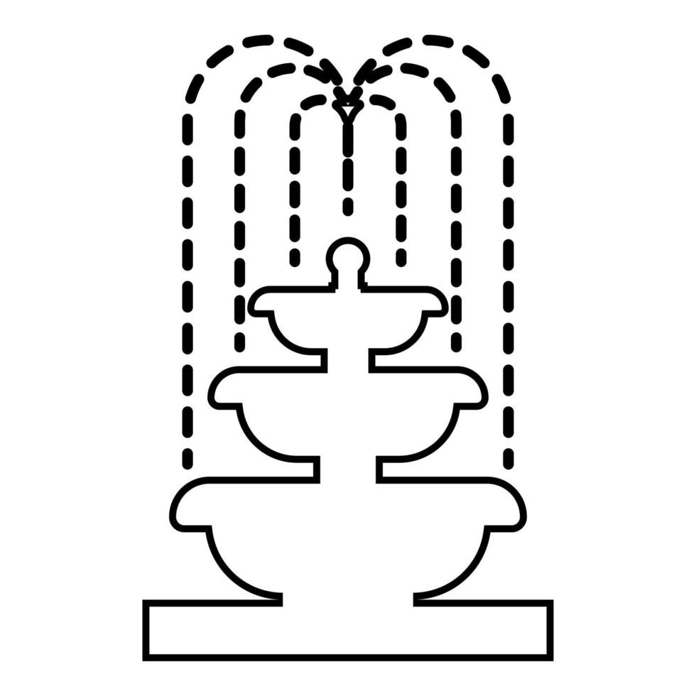 Fountain Tier of Water icon outline black color vector illustration flat style image