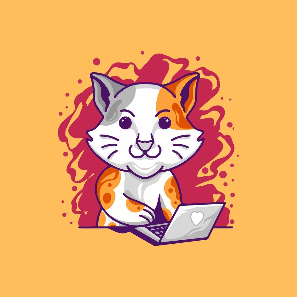 Cat Playing Laptop vector