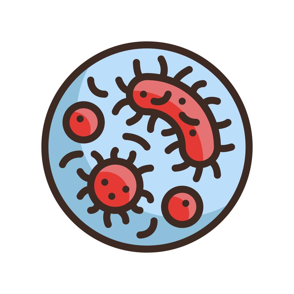 icono de estilo de línea lleno de bacterias. ilustración vectorial para diseño gráfico, sitio web, aplicación vector