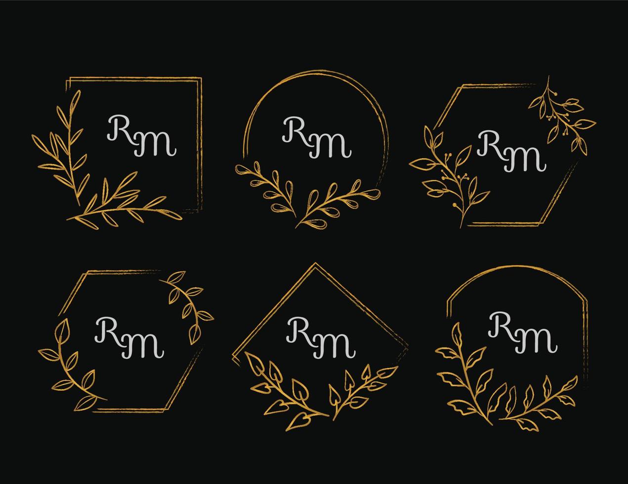 wedding monogram golden collection vector