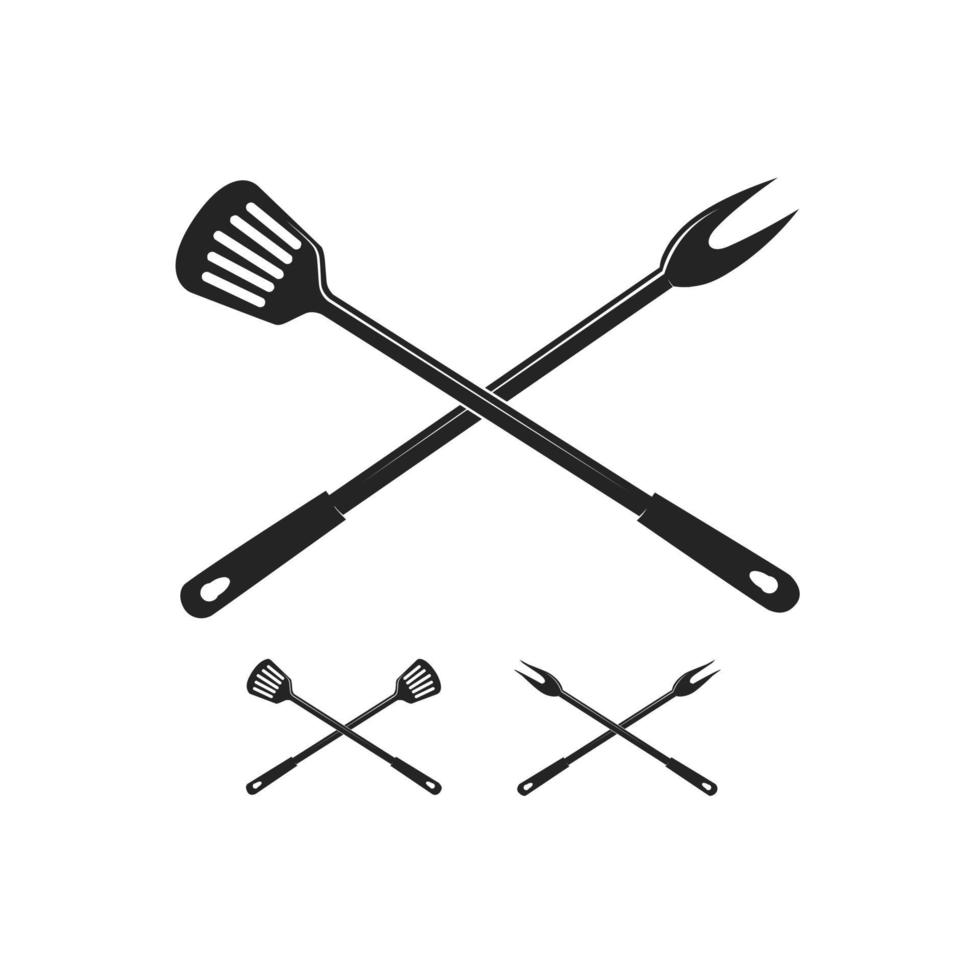 elemento de diseño de logotipo de barbacoa de vector de icono de equipo de parrilla ideal para el concepto de cocina