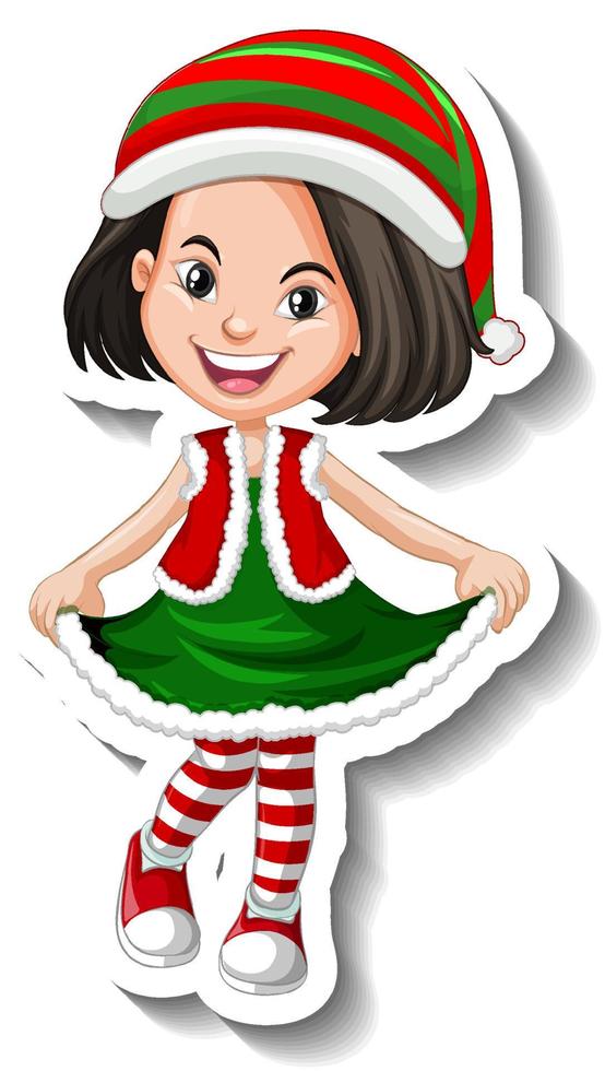 A girl in Christmas costumes vector