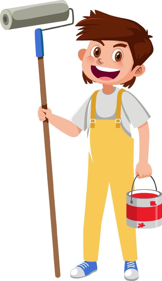 A male painter cartoon character on white background vector
