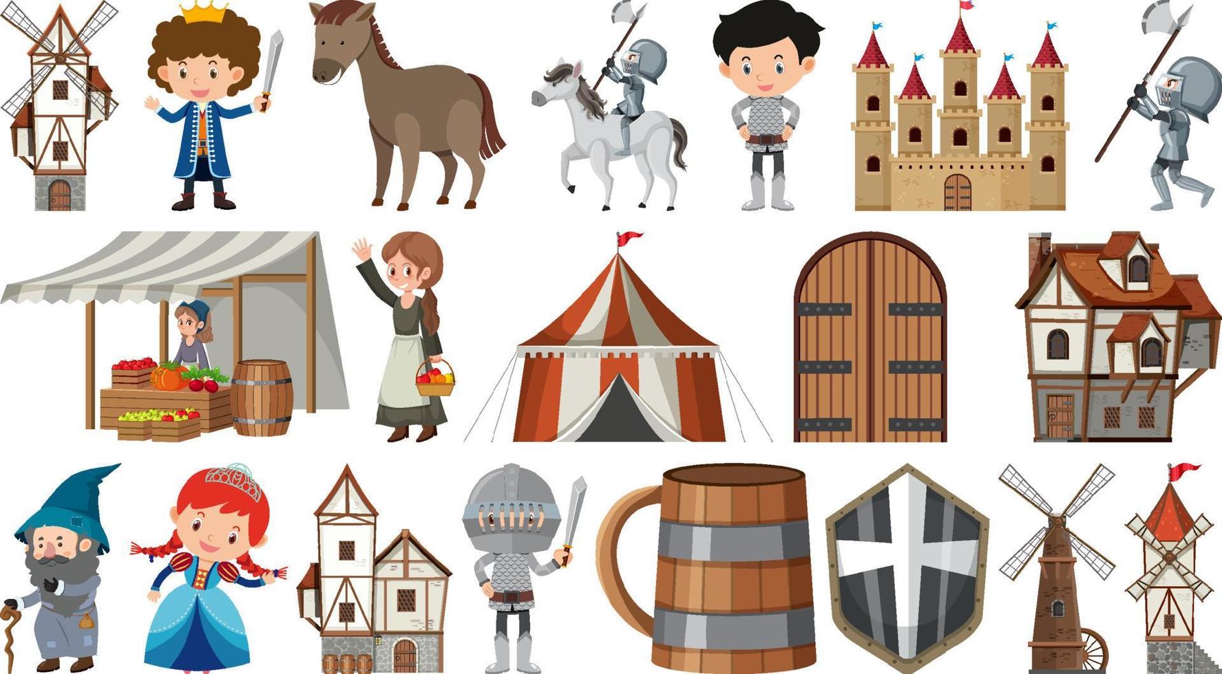 Set of fantasy cartoon characters vector