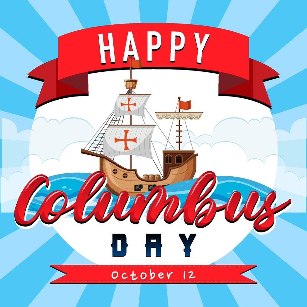 Happy Columbus day banner with flagship vector