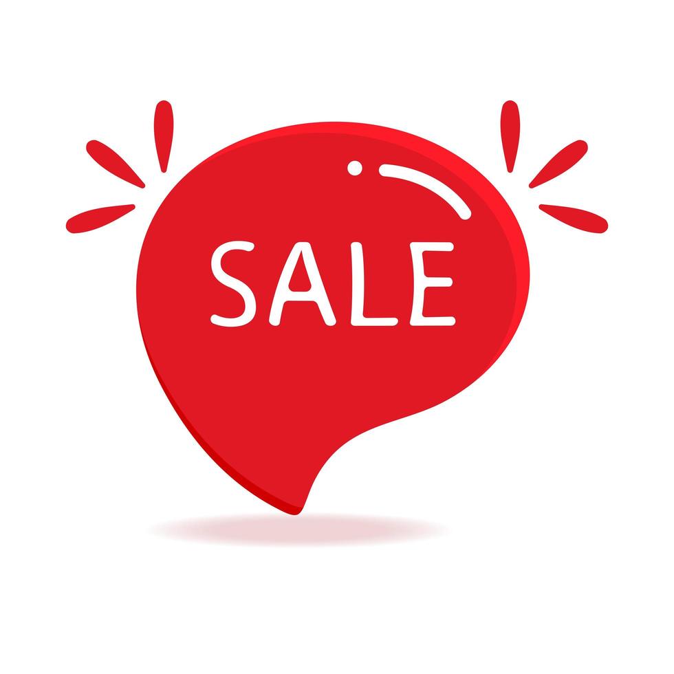 Bright sale price discount on red bubble with white text. vector