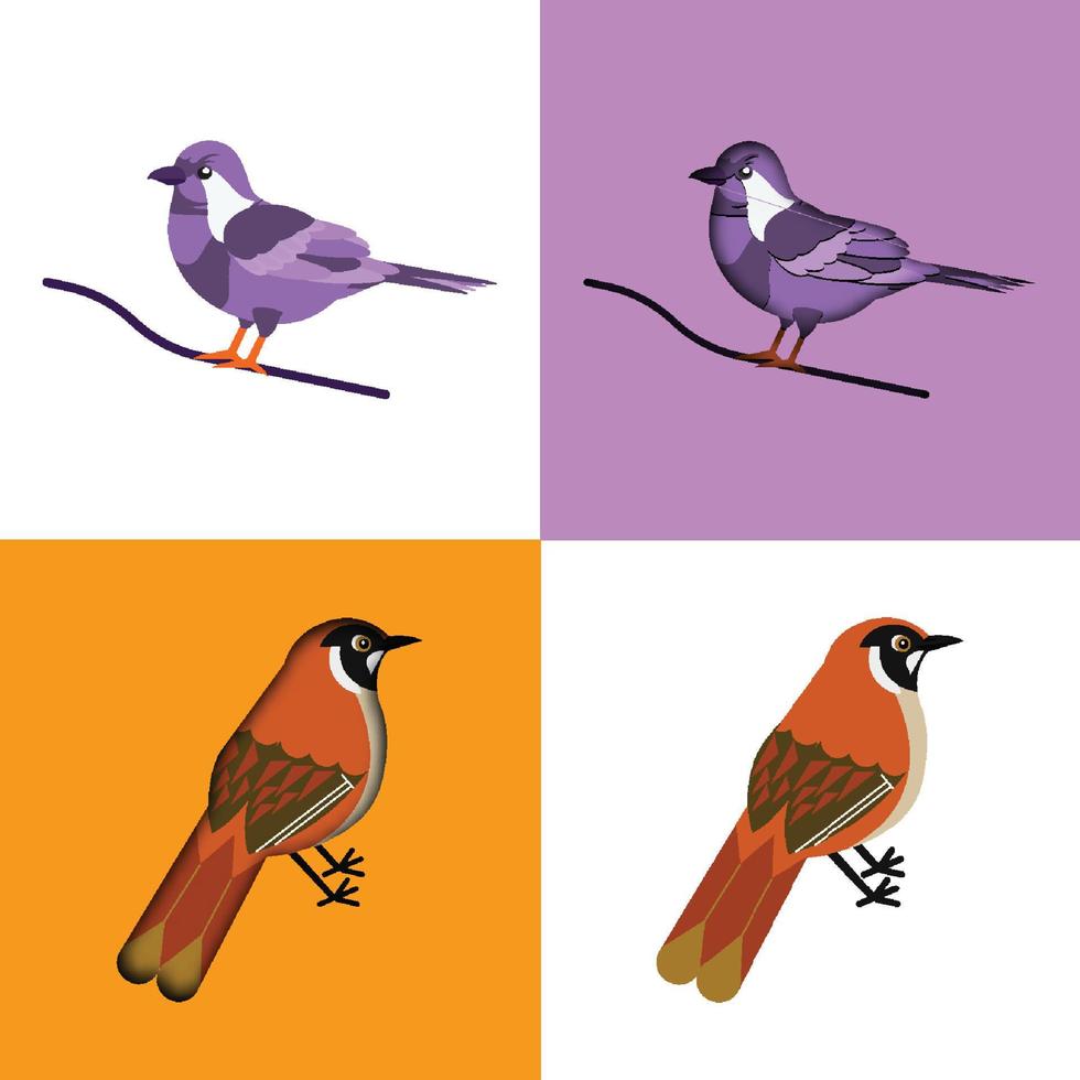 cartoon exotic bird in trendy craft paper graphic style Vector illustration