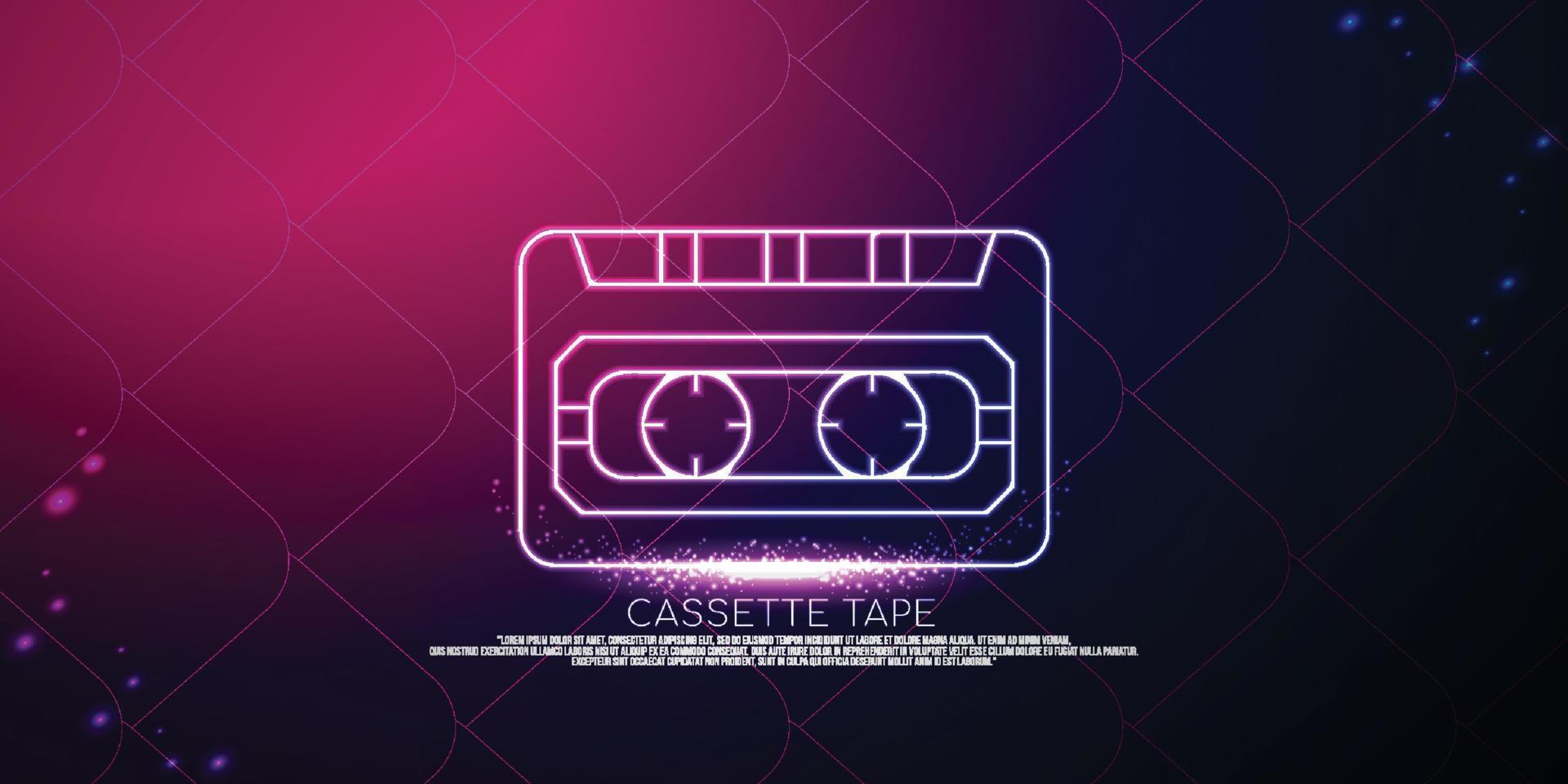 cassette tape digital concept, particle style design. Wireframe lightweight connection structure,banner, logo, label and poster, Vector illustration