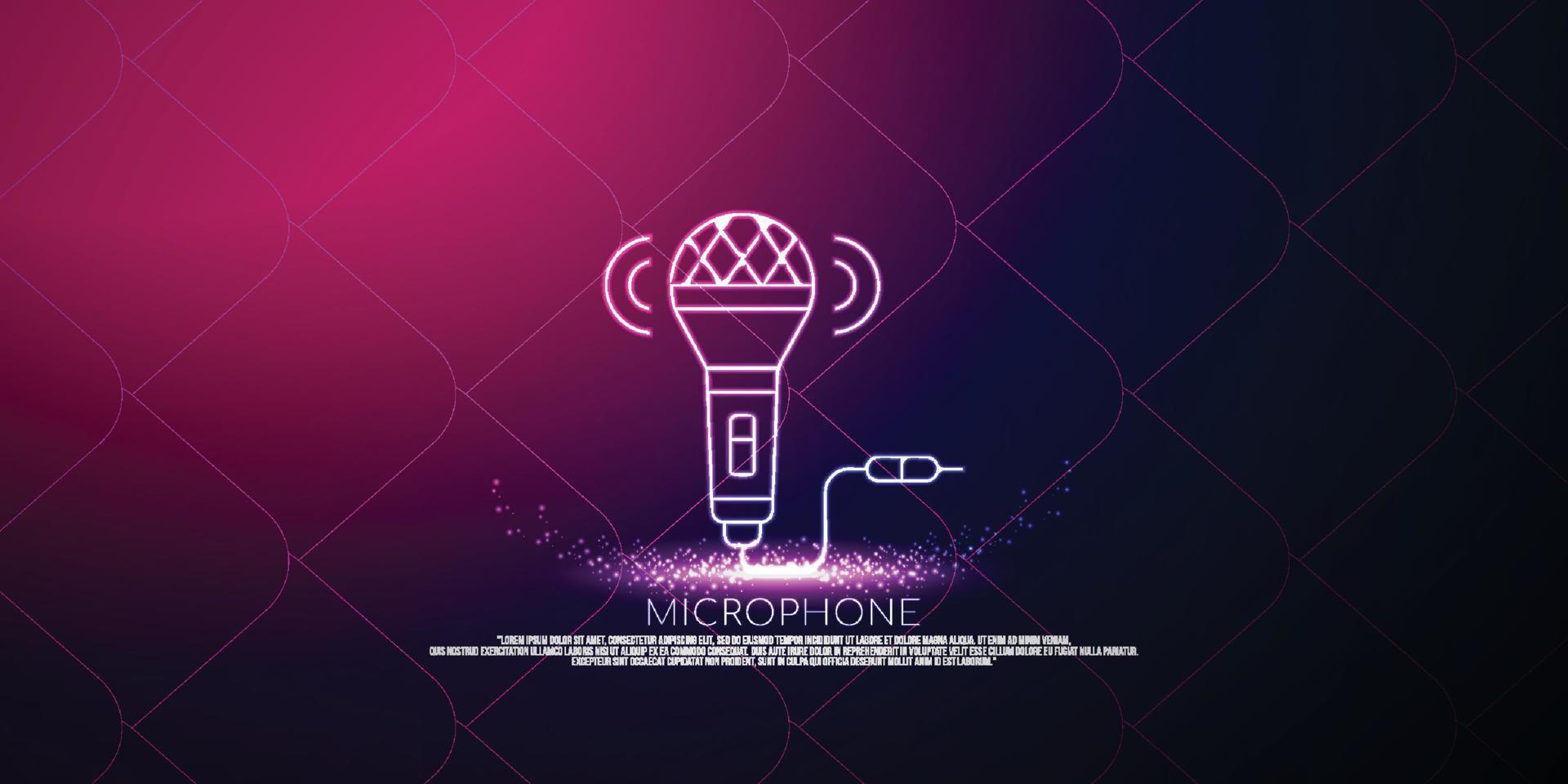 concepto digital de micrófono, diseño de estilo de partículas. estructura de conexión ligera de estructura alámbrica, banner, logotipo, etiqueta y póster, ilustración vectorial vector