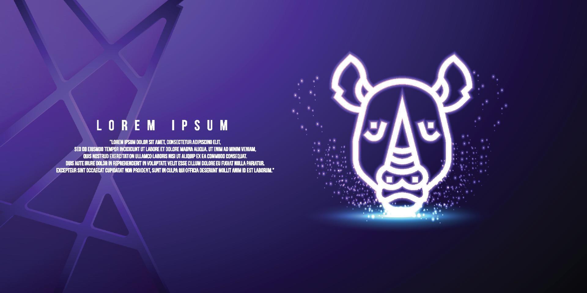 rhino animal digital concept, particle style design. Wireframe lightweight connection structure, Vector illustration