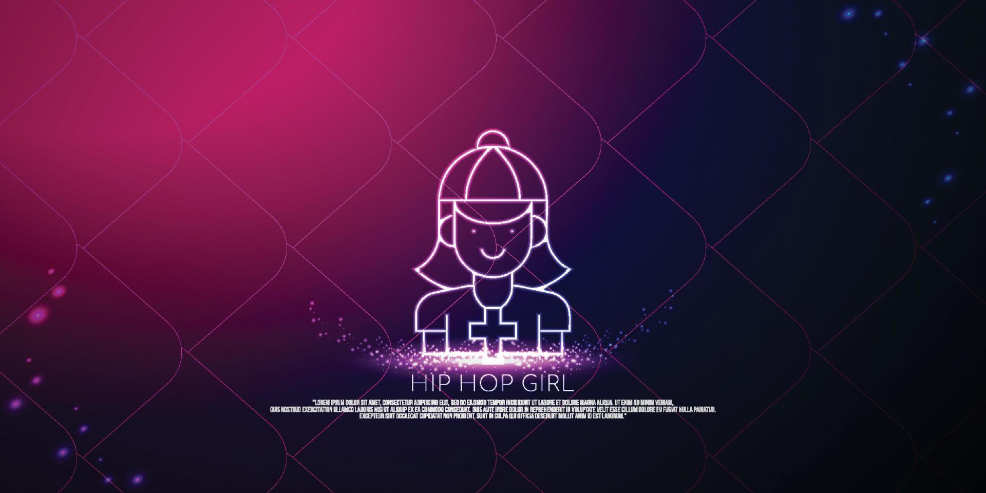 concepto digital de hip hop girl, diseño de estilo de partículas. estructura de conexión ligera de estructura alámbrica, banner, logotipo, etiqueta y póster, ilustración vectorial vector