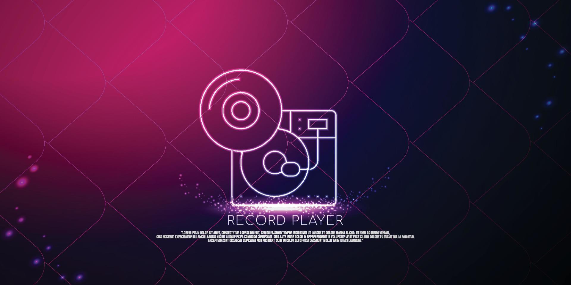 record player digital concept, particle style design. Wireframe lightweight connection structure,banner, logo, label and poster, Vector illustration