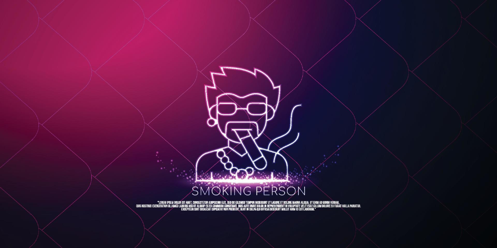 smoking person digital concept, particle style design. Wireframe lightweight connection structure,banner, logo, label and poster, Vector illustration