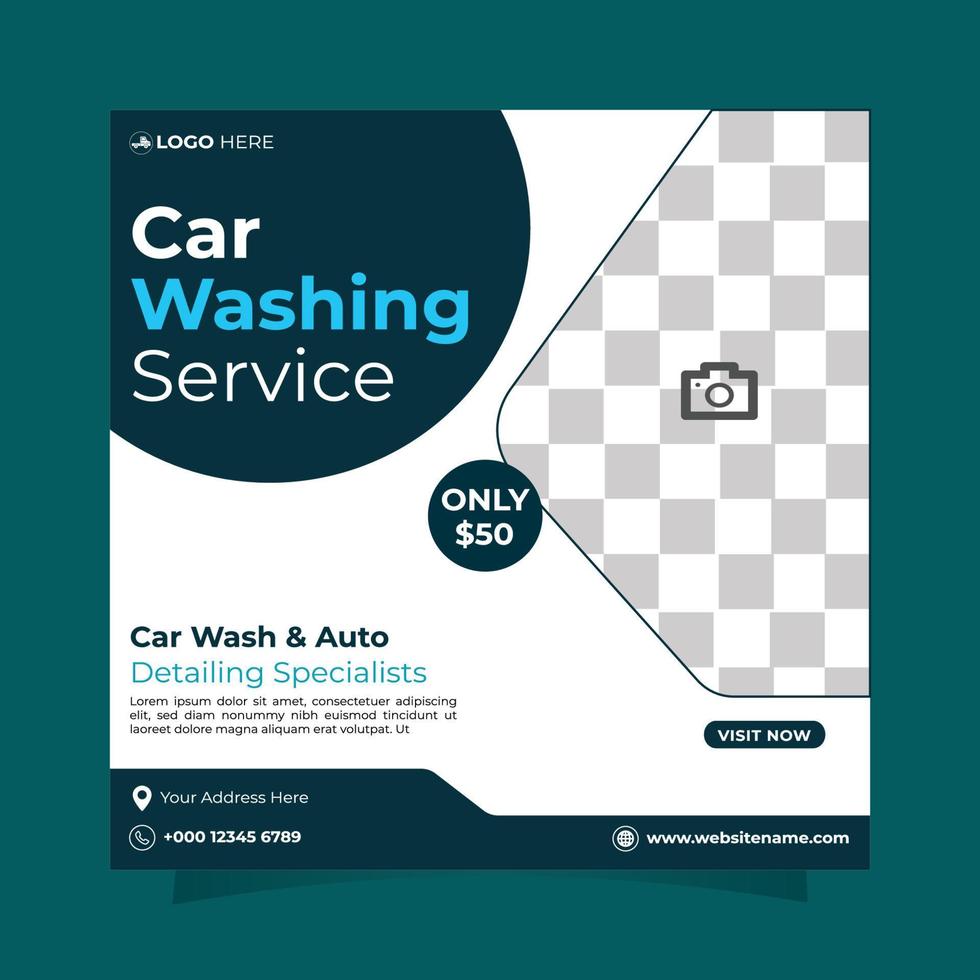 Car Washing Service Social Media Post design vector