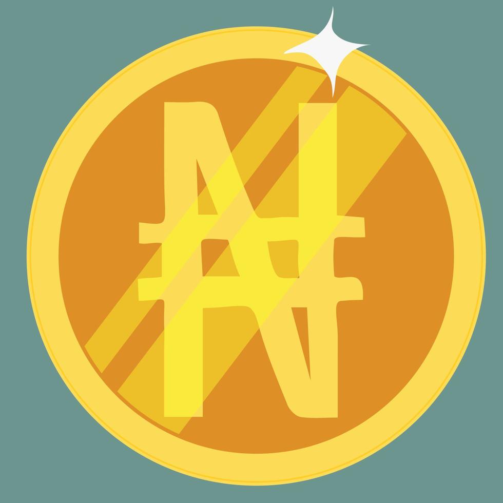 Nigerian naira gold coin vector