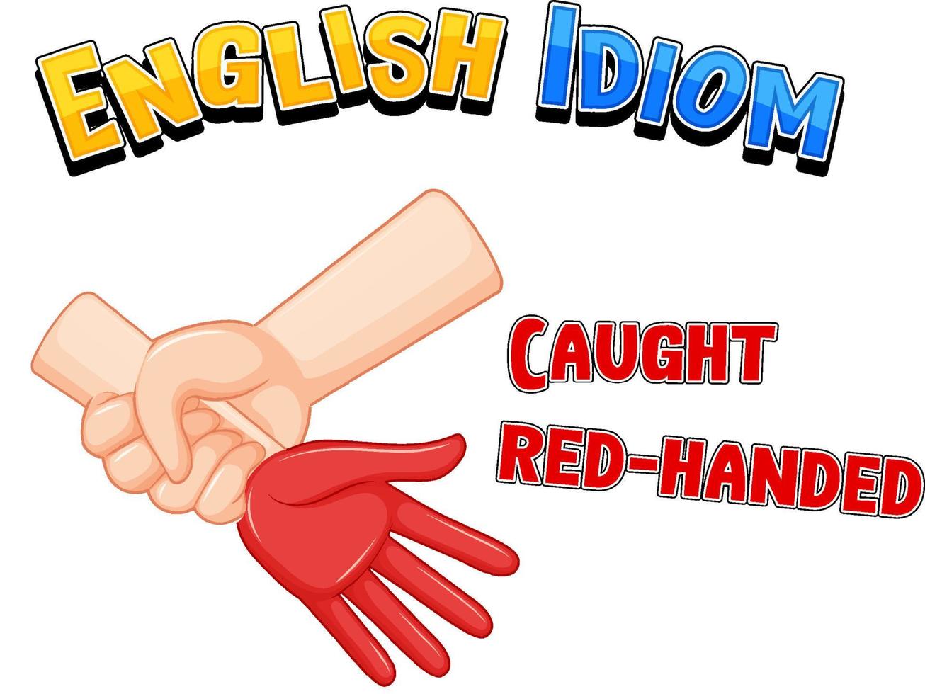 English idiom with caught red-handed vector