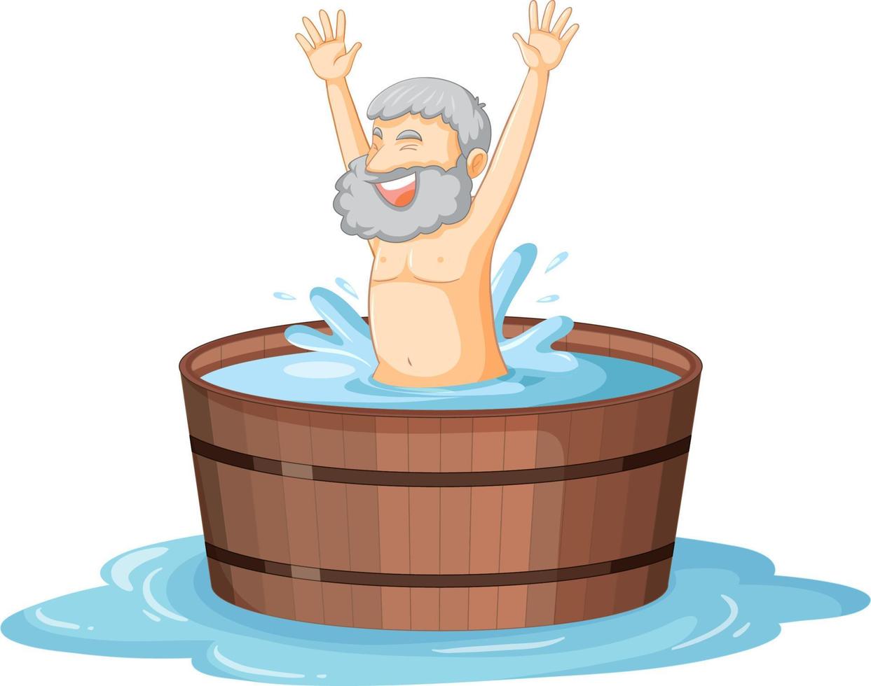 Happy Archimedes in bath cartoon vector