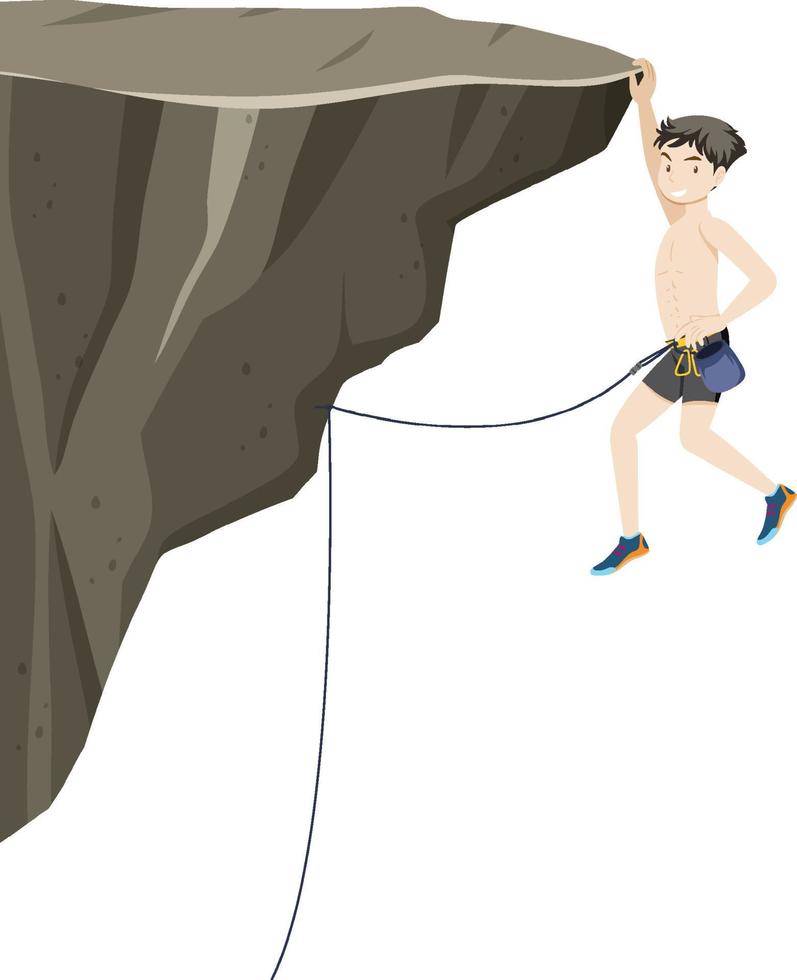 People doing outdoor rock climbing on white background vector