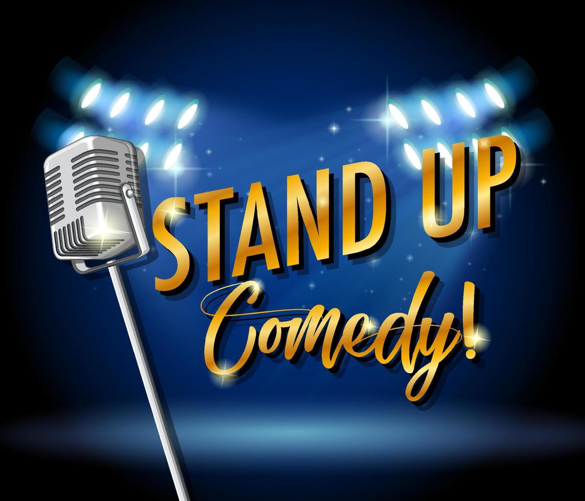 Stand up comedy banner with vintage microphone vector