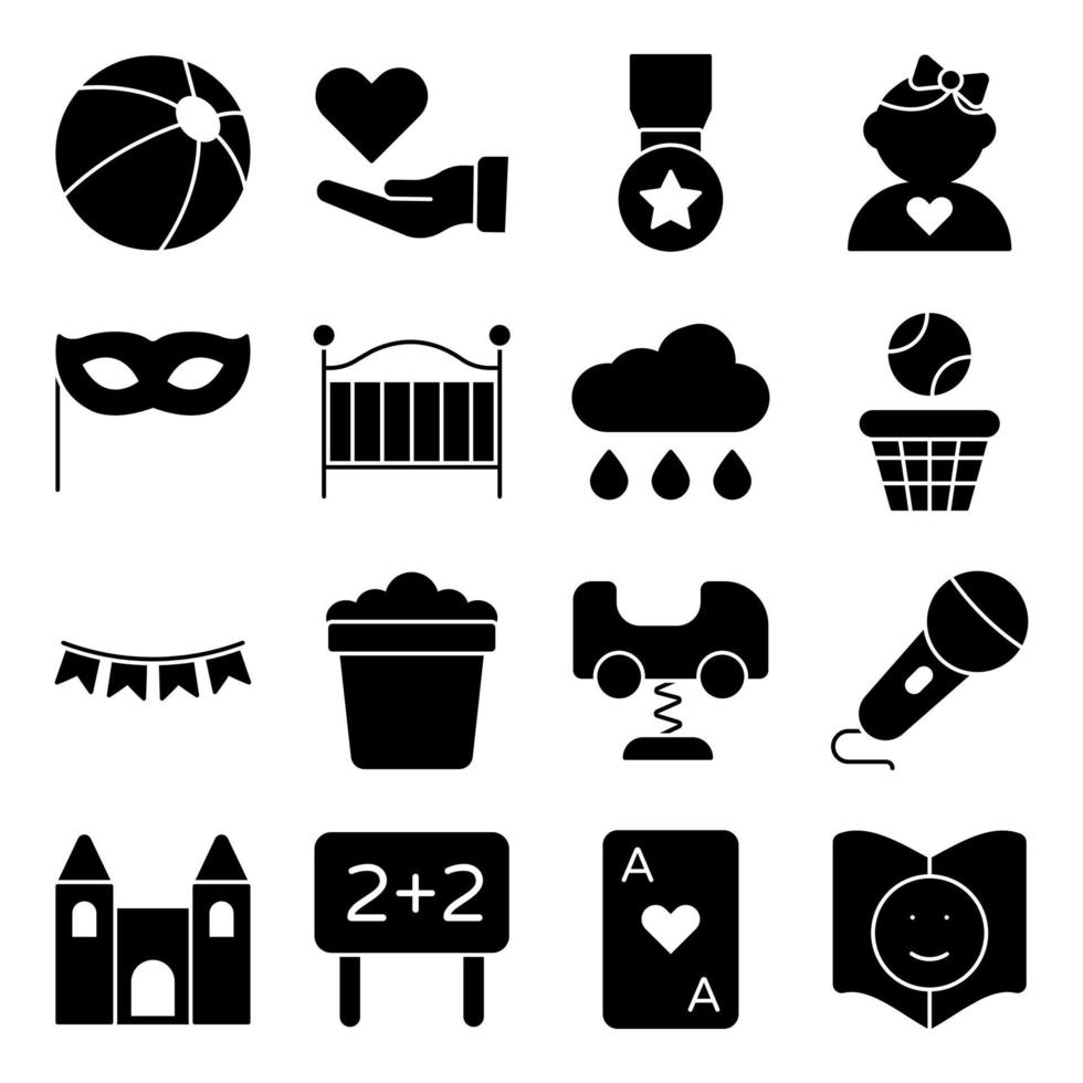 Pack of Avatars Solid Icons vector