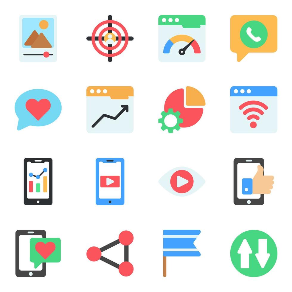 Pack of Social Platform Flat Icons vector