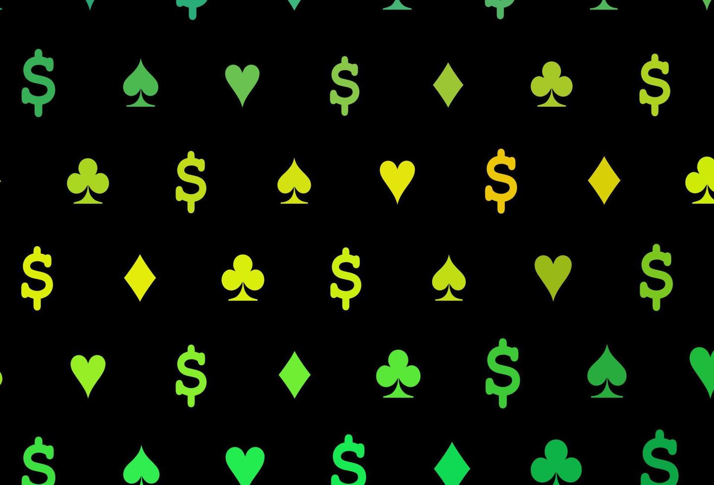 Dark green, yellow vector texture with playing cards.