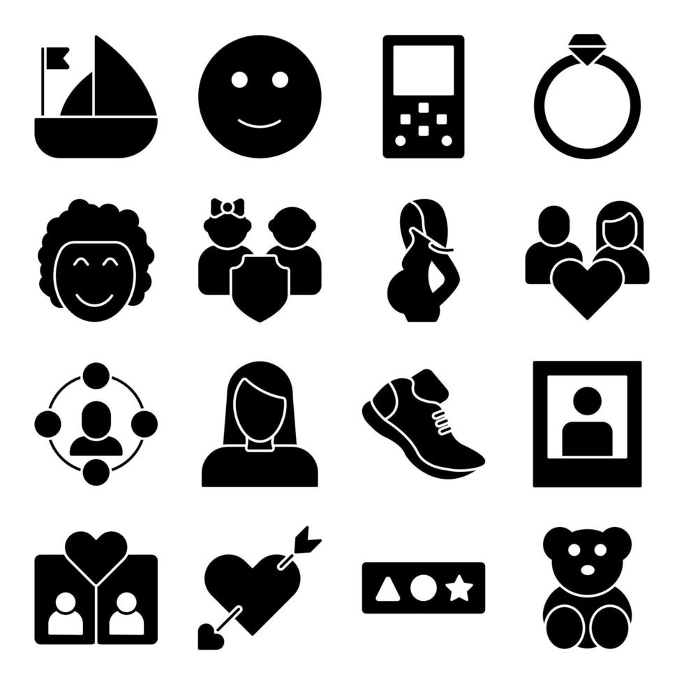 paquete de iconos sólidos para padres vector