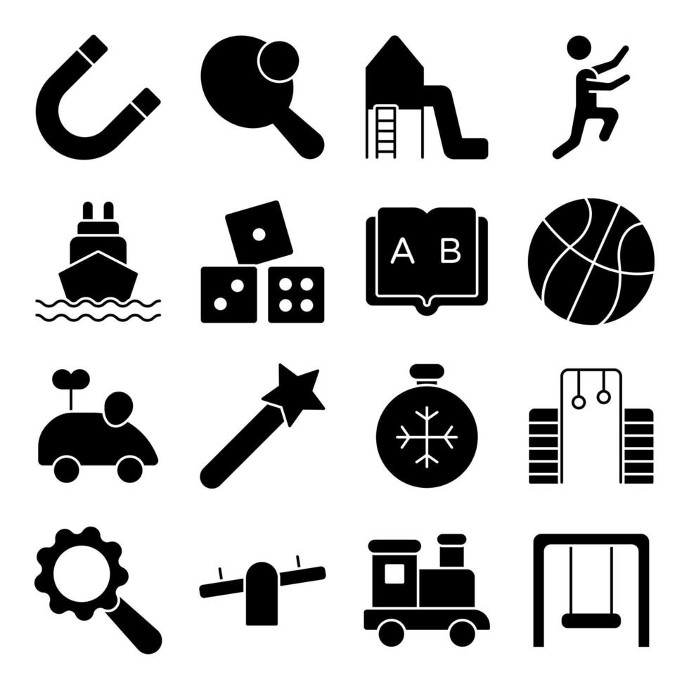 Pack of Family and Security Solid Icons vector