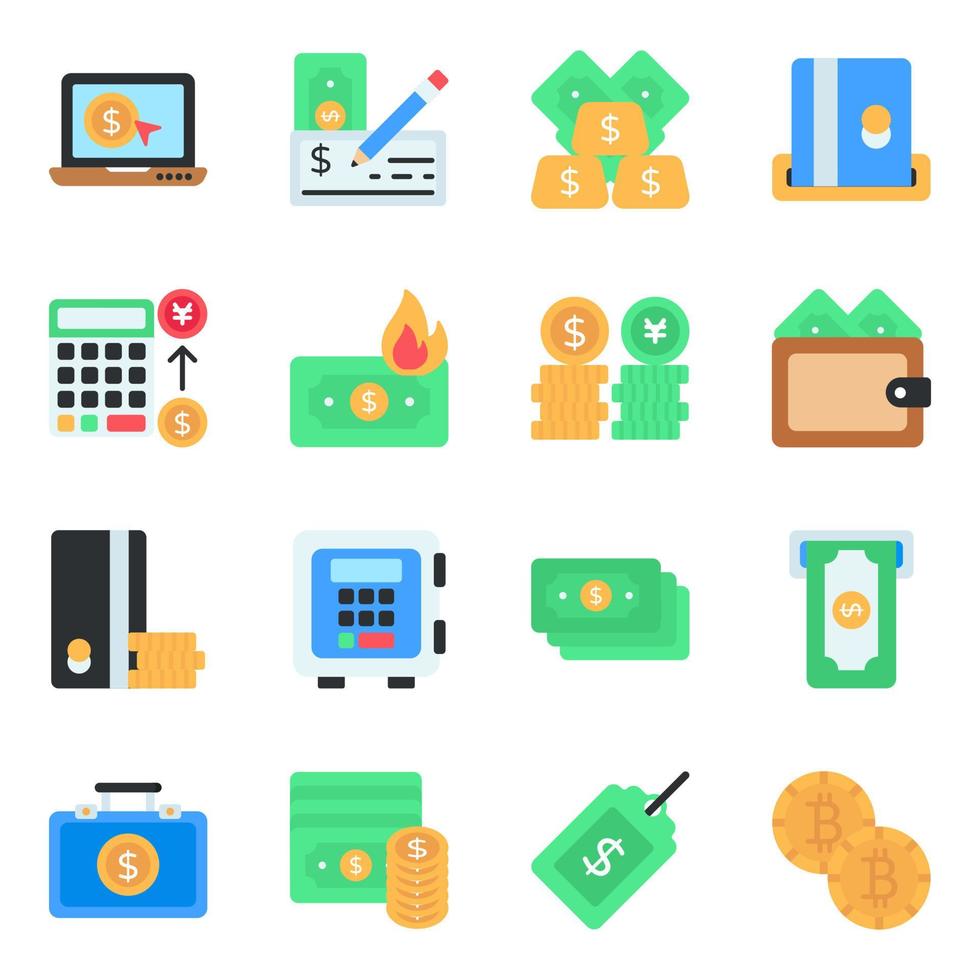 Pack of Money Flat Icons vector
