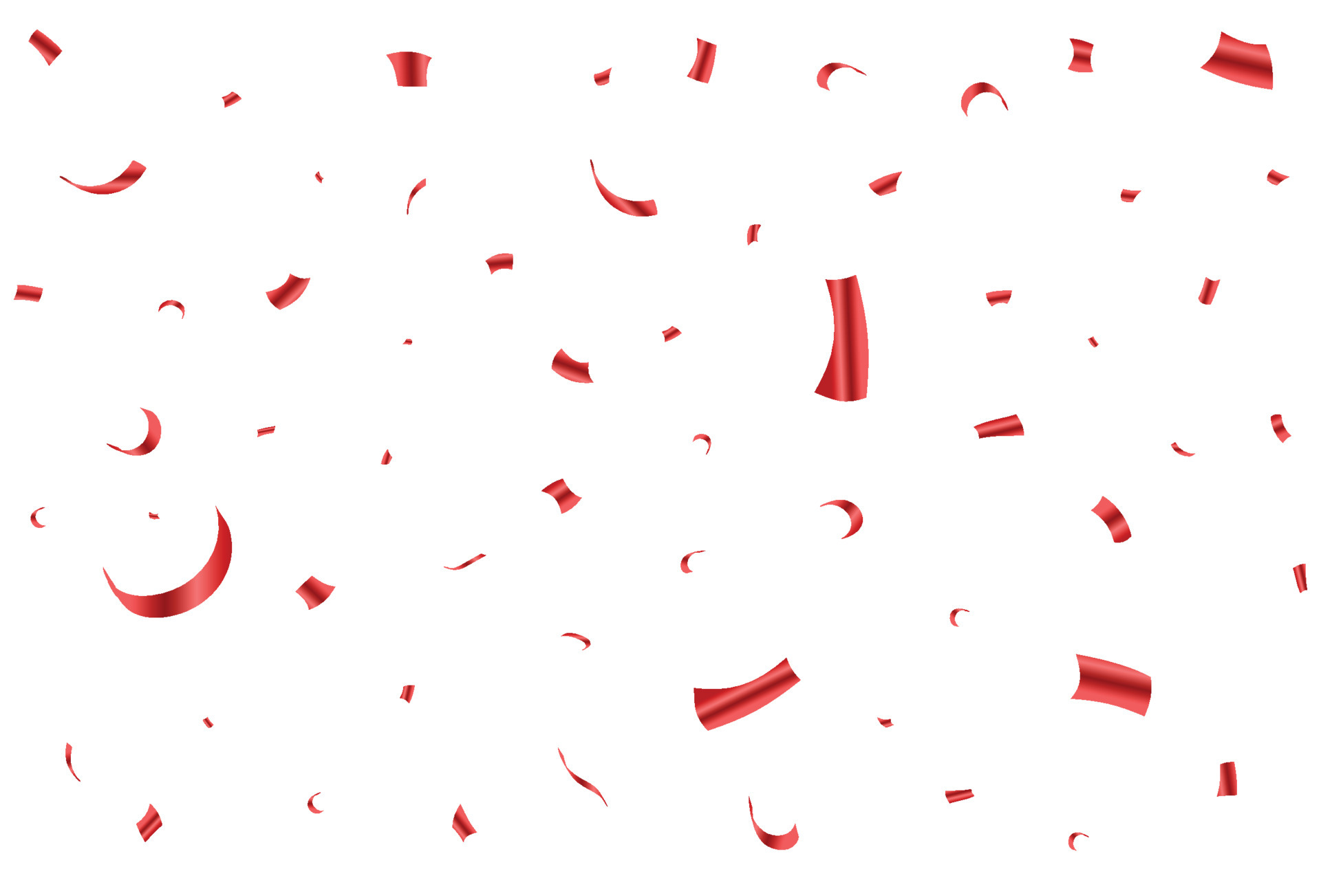 Shiny red confetti falling isolated on transparent background. Festival