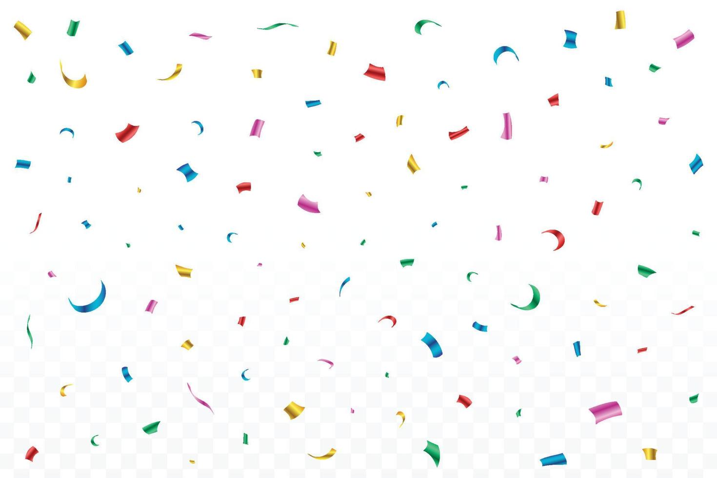 Colorful shiny confetti falling isolated on transparent background. Colorful party tinsel and confetti falling. Confetti vector for festival background. Carnival elements. Birthday celebration.