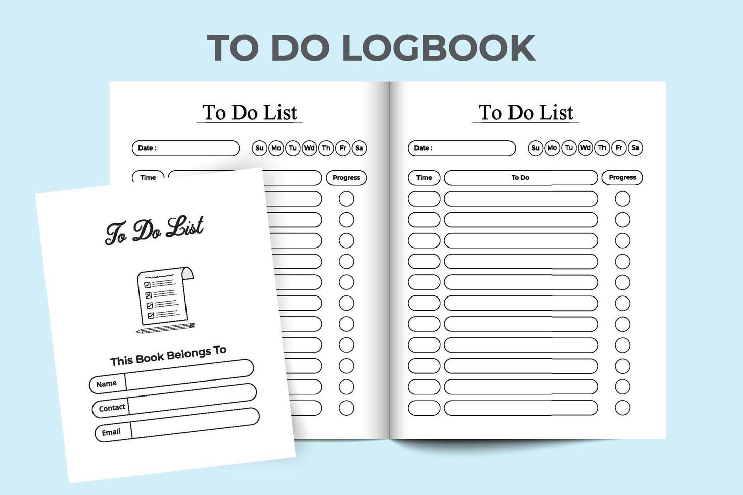 To do list notebook interior. To do task logbook. Task planner notebook. interior to do list logbook. To do list logbook and Task tracker. Journal tracker Log Book. vector