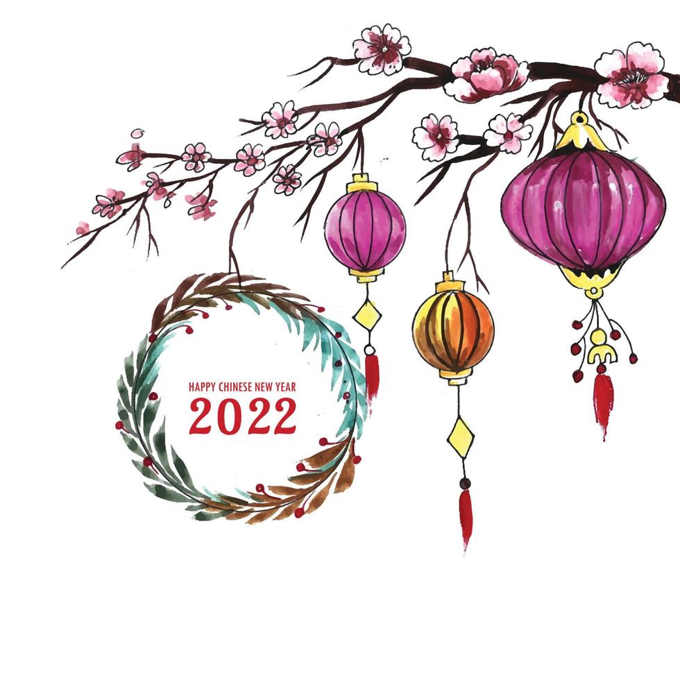 Beautiful 2022 chinese new year greeting card background vector