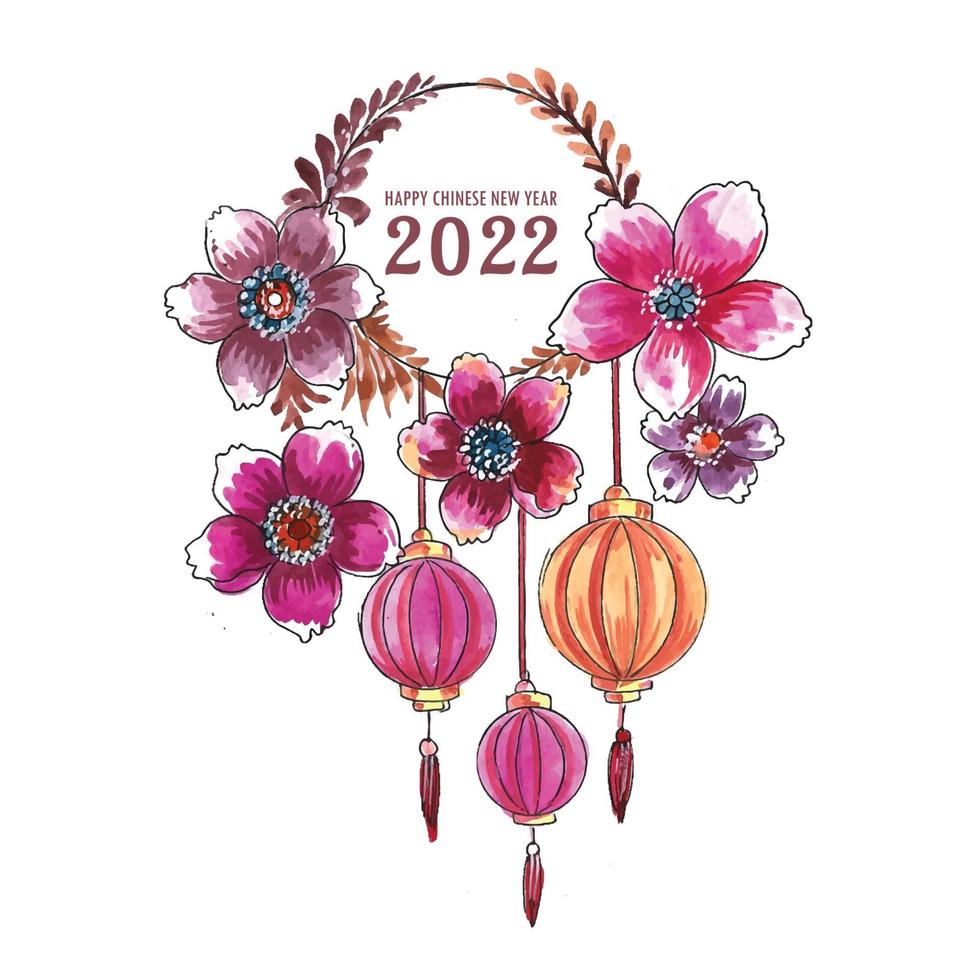 fondo decorativo de la tarjeta de felicitación del año nuevo chino 2022 vector
