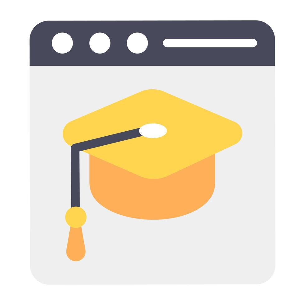 Vector of mortarboard inside webpage conceptualizing educational website