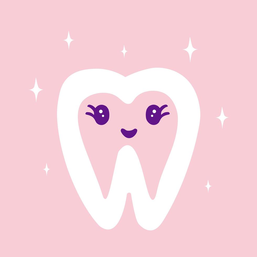 Cute healthy tooth, childrens dentistry concept. Illustration for printing, backgrounds, covers, packaging, greeting cards, posters, stickers, textile, seasonal design. vector