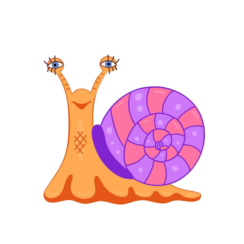 Cute snail. Cartoon character snail. Illustration for printing, backgrounds, covers, packaging, greeting cards, posters, stickers, textile, seasonal design. Isolated on white background. vector
