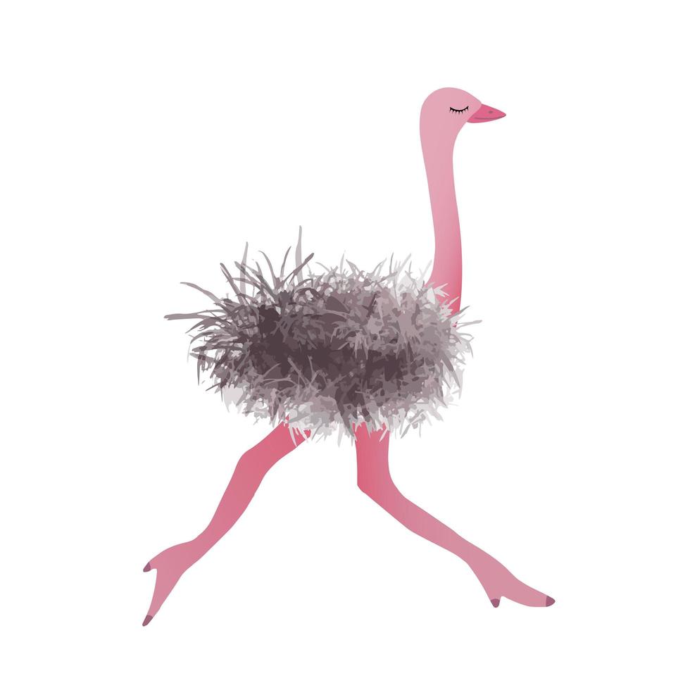 Ostrich running. Illustration for printing, backgrounds, wallpapers, covers, packaging, greeting cards, posters, stickers, textile and seasonal design. Isolated on white background. vector