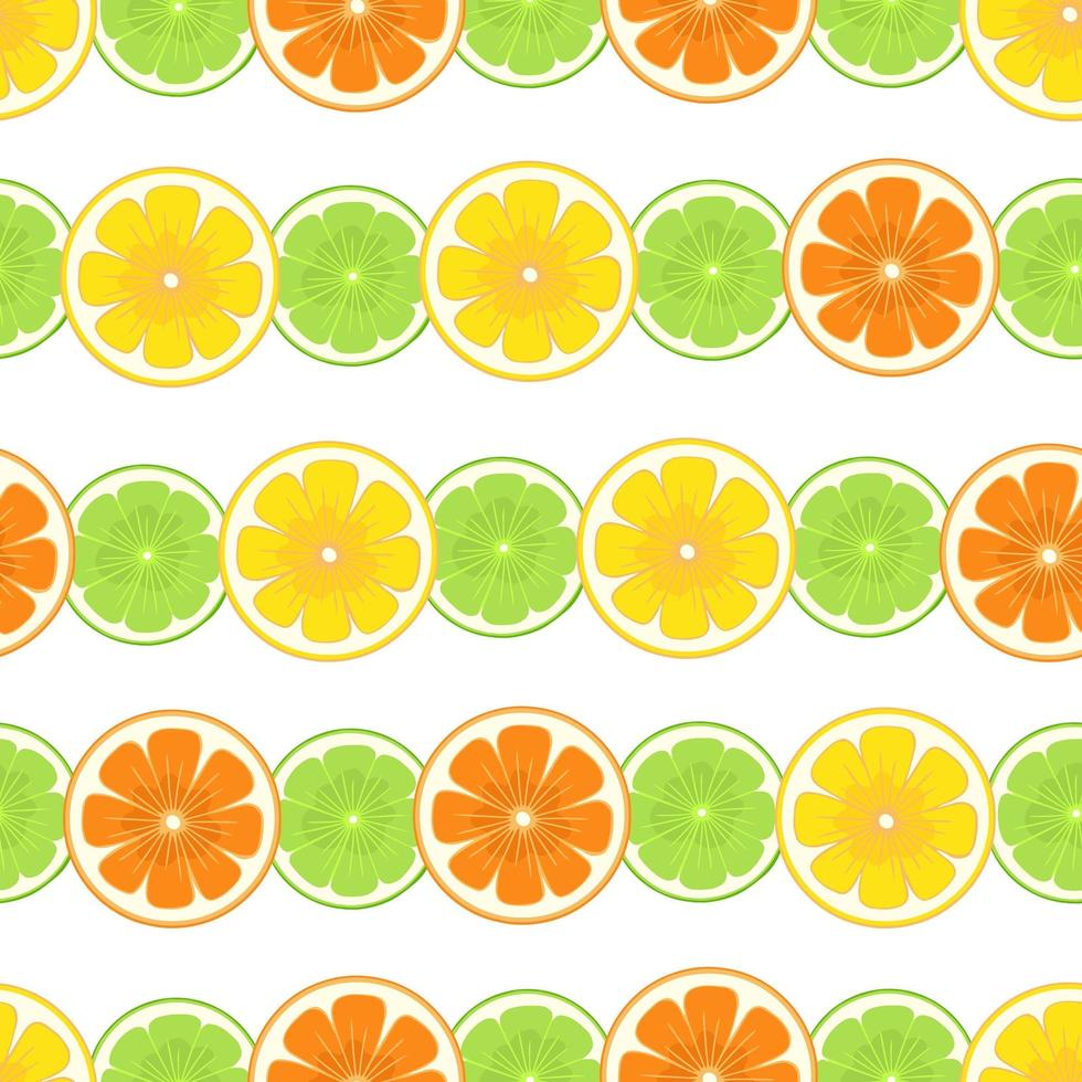 Lemon, orange cut seamless pattern. Illustration for backgrounds, wallpapers, covers, packaging, greeting cards, posters, stickers, textile and seasonal design. Isolated on white background. vector