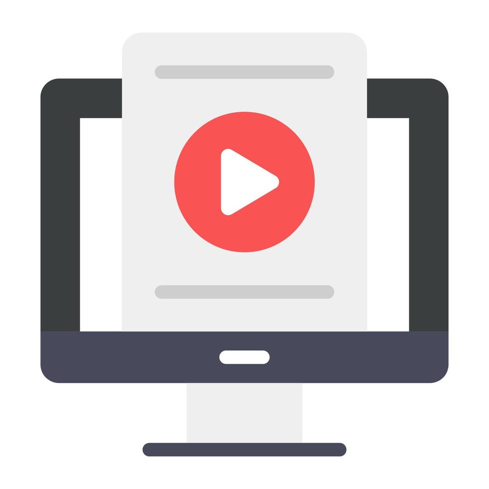 Video learning, flat icon design vector