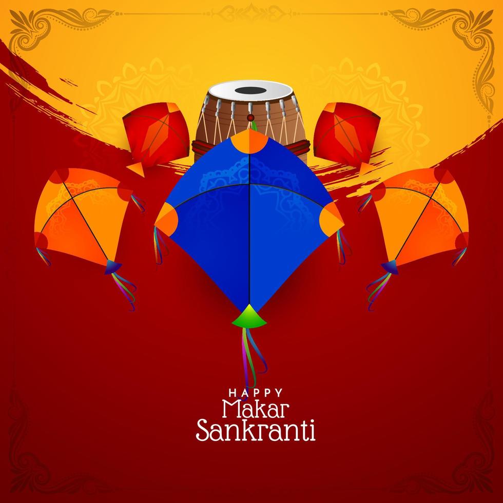 tarjeta de felicitación del festival indio cultural makar sankranti vector