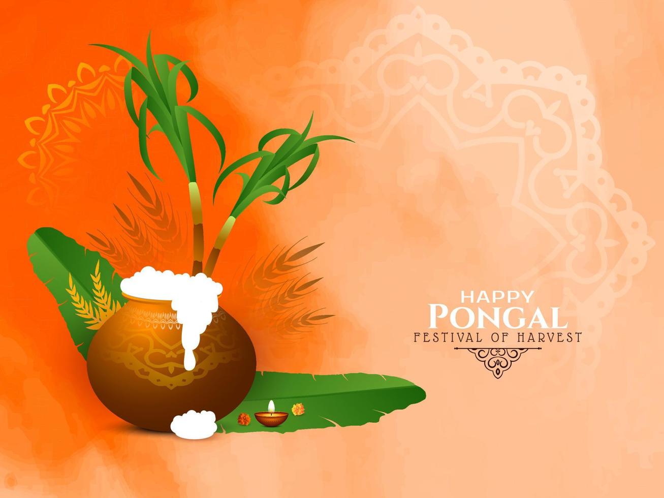 Traditional Indian Happy pongal festival greeting background design vector