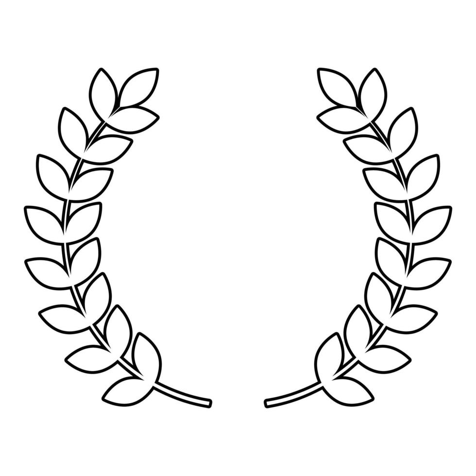 rama de coronas de laurel ganador símbolo de victoria icono contorno color negro vector ilustración imagen de estilo plano