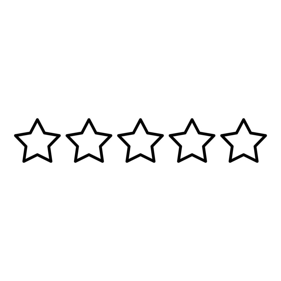 Five stars 5 stars rating concept icon outline black color vector illustration flat style image