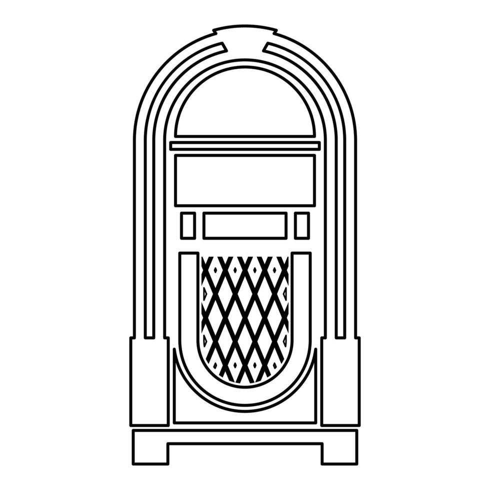 jukebox juke box automatizado retro música concepto vintage dispositivo de reproducción icono contorno negro color vector ilustración estilo plano imagen