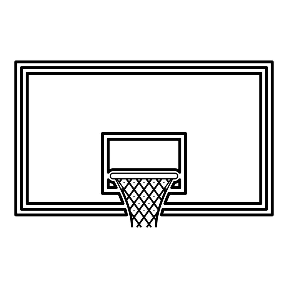 Basketball backboard Basketball hoop on backboard icon outline black color vector illustration flat style image