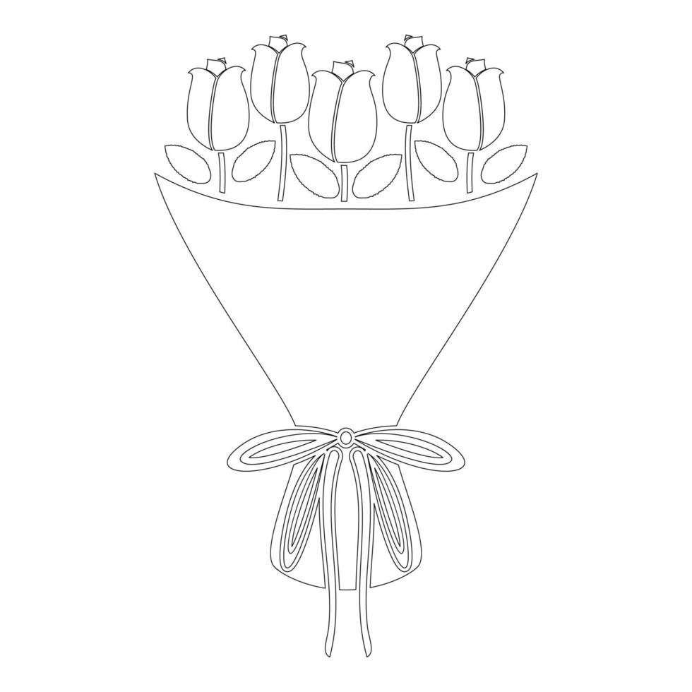 Bouquet of flowers Bouquet of roses Present concept Bouquet of rose flower icon outline black color vector illustration flat style image