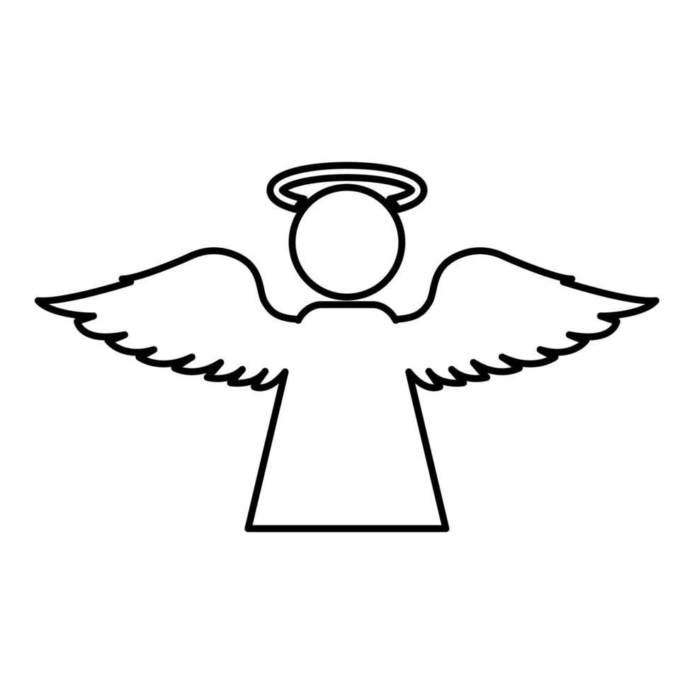 Angel with fly wing icon outline black color vector illustration flat style image